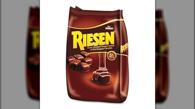 A bag of Riesen chocolates on a white background