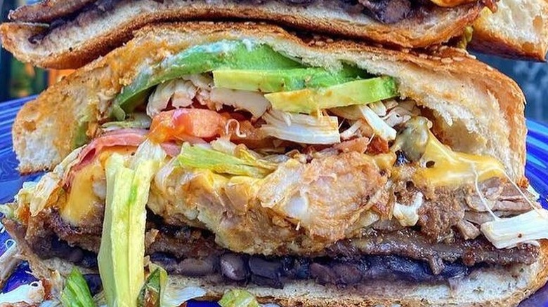 Meat cemitas on plate