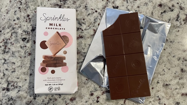 Sprinkles milk chocolate bar and wrapper