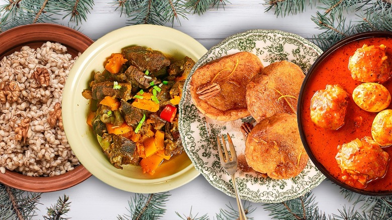 Christmas dishes in a line include kutya, nyama choma, rabanada, and doro wat.