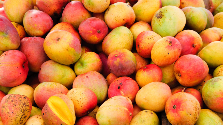 Colorful mangos at a market