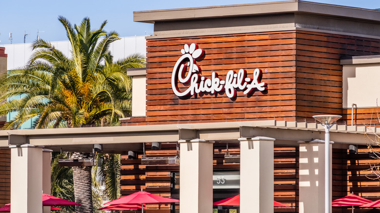 The exterior of a Chick-fil-A restaurant