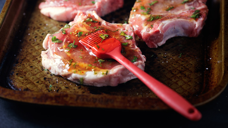 Marinated pork chop with brush