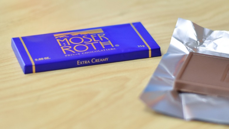 A Moser Roth extra creamy milk chocolate bar