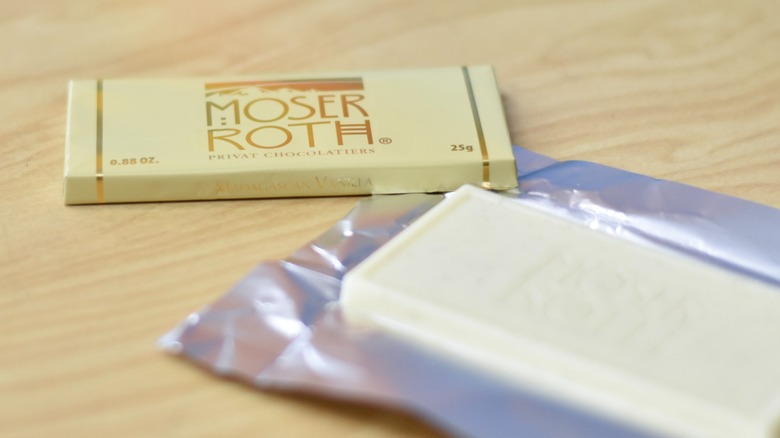 A Moser Roth Madagascan vanilla chocolate bar