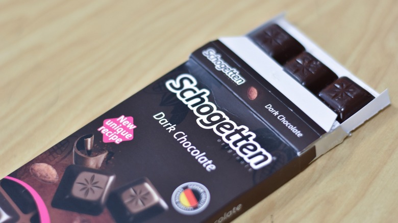 A Schogetten dark chocolate bar