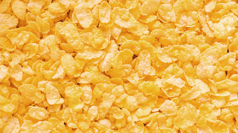 A close-up of corn flakes