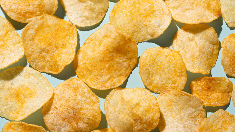 chips against a blue background