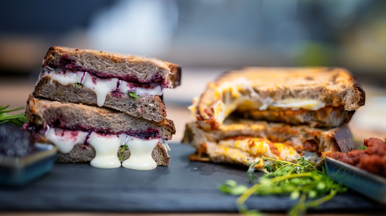 Two types of grilled cheese sandwiches