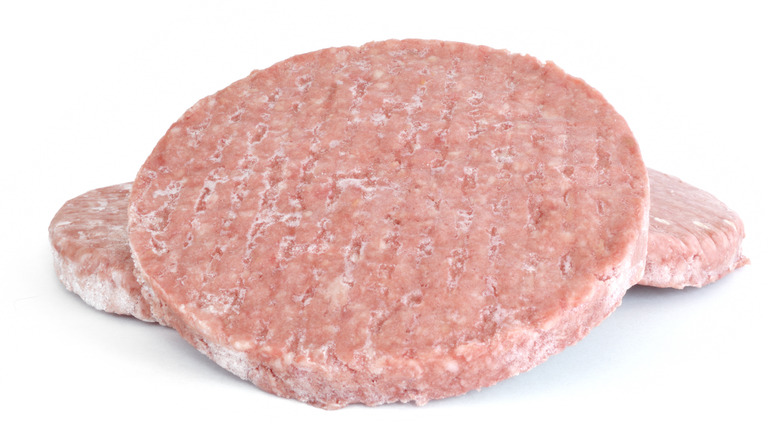 A frozen burger patty