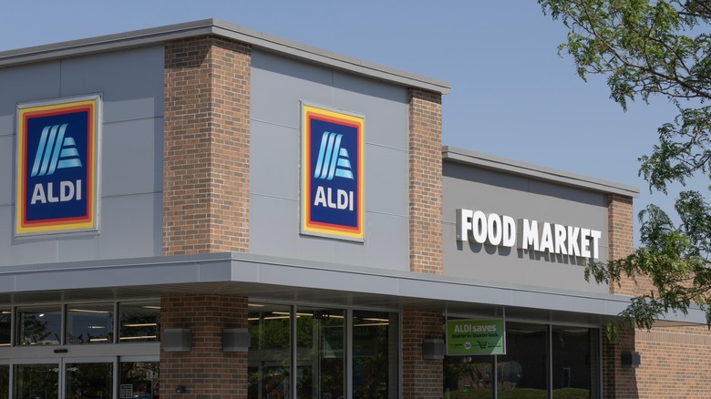 The exterior of an Aldi store