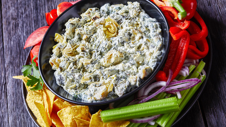 Plate of spinach artichoke dip