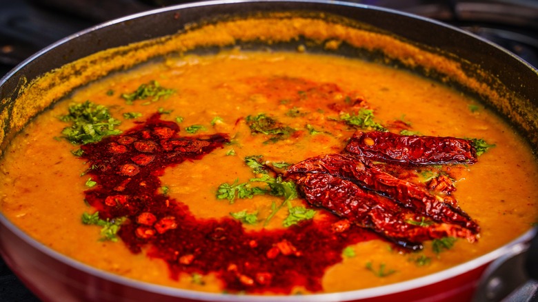 Dal tadka in a pot