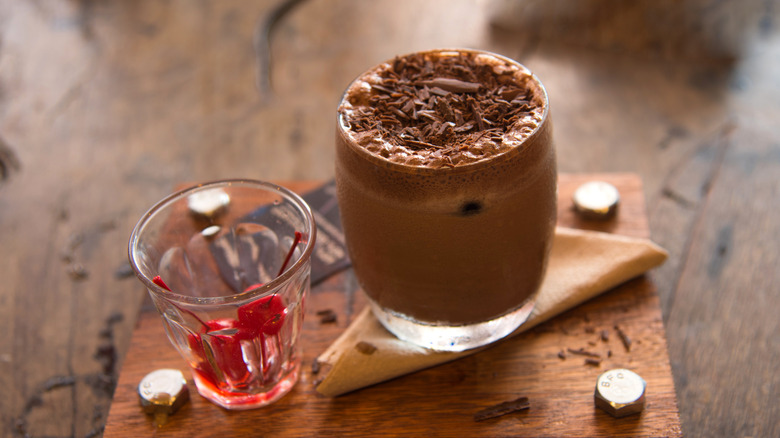 Mocha drink with cherries