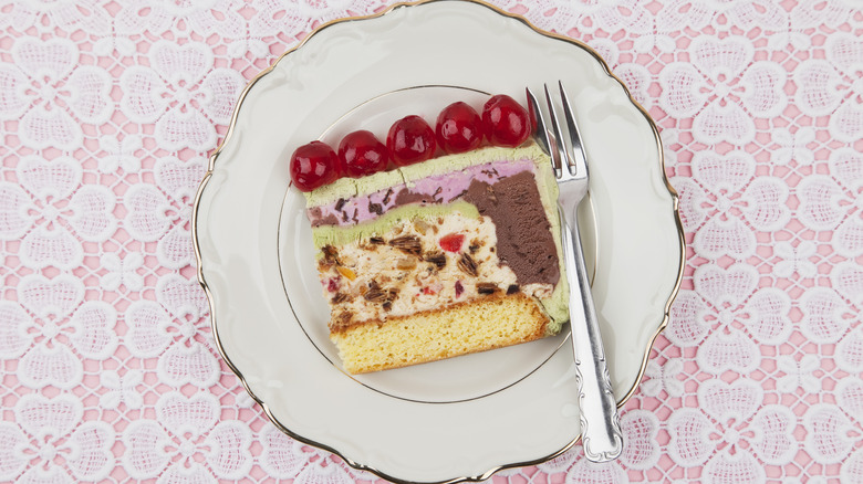 Ice cream cake on a plate