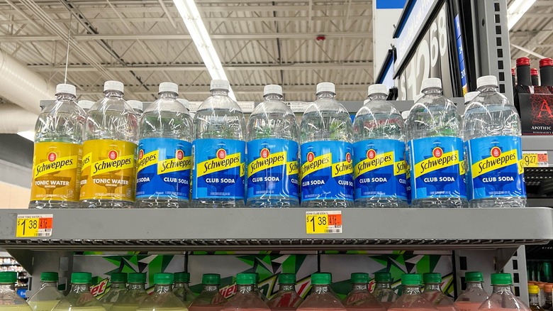 Schweppes club soda bottles