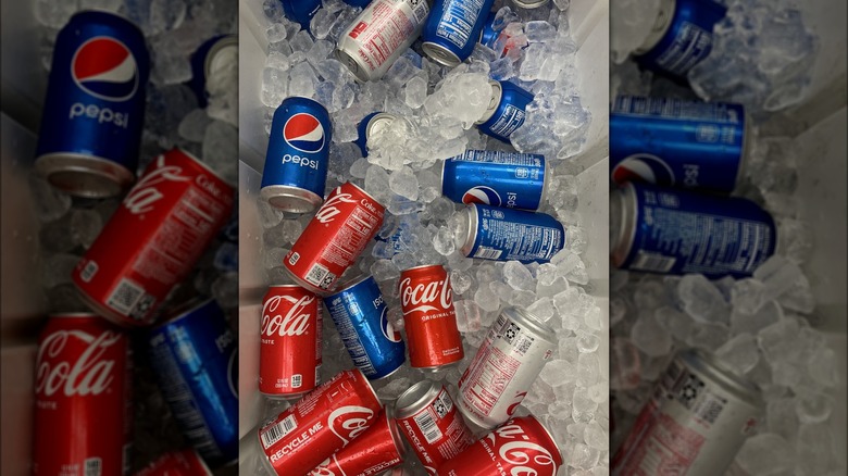 Iced pepsi and coke cans