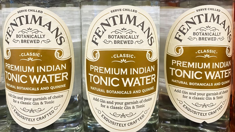 Branded bottles of tonic water