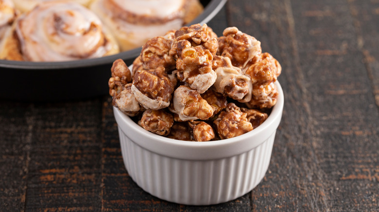 Cinnamon sugar coated candy popcorn