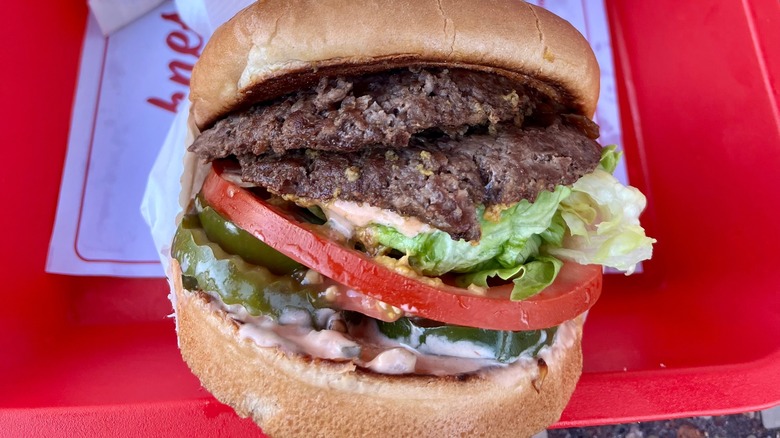 an in-in-out double meat burger