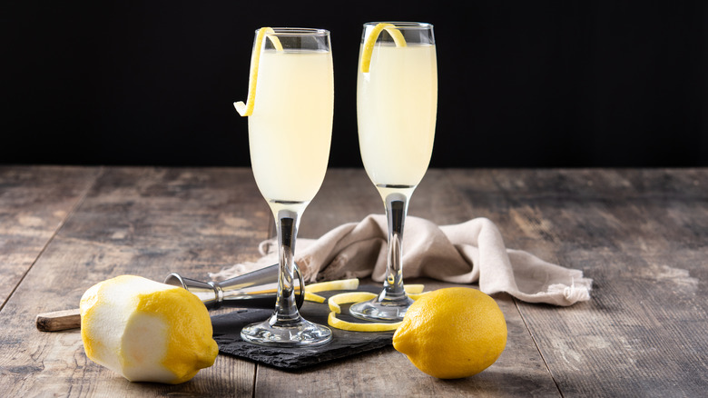 French 75 cocktails and lemons