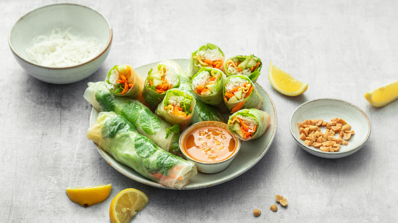 plate of spring rolls