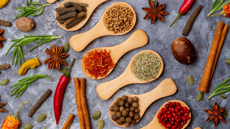 array of herbs and spices