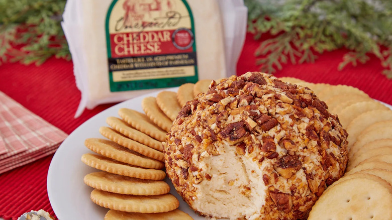 cheese ball with crackers