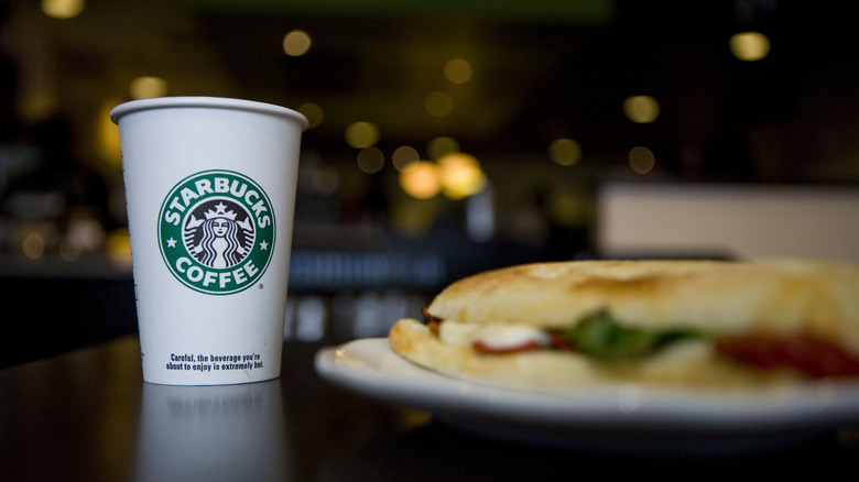 Starbucks coffee and sandwich