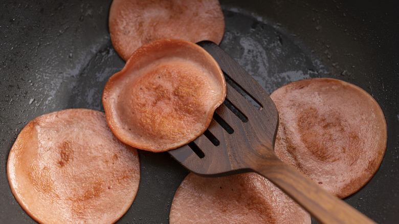 fried bologna in a pan