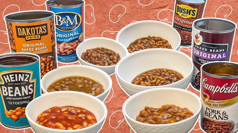 Collection of baked beans cans