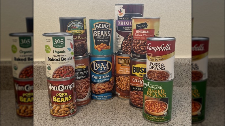 Collection of canned baked beans