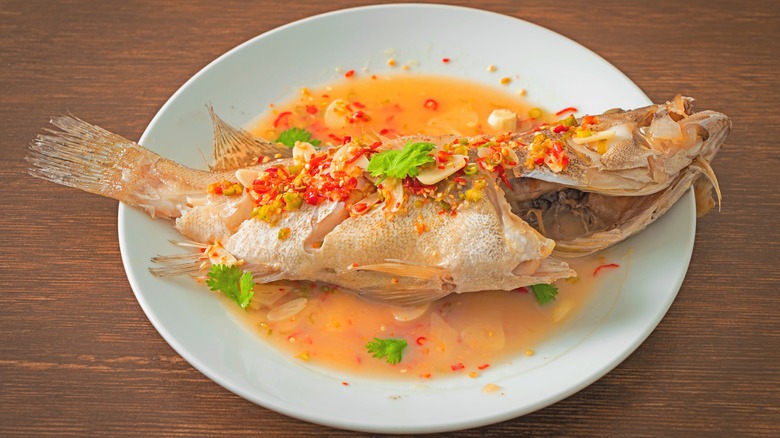 Asian style steamed grouper