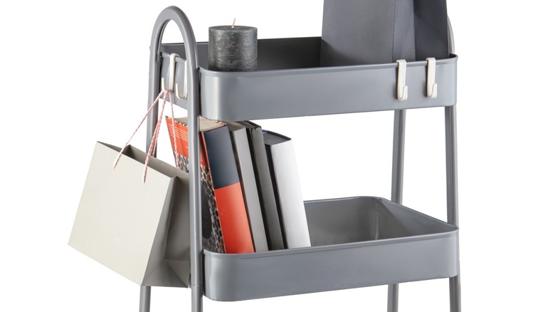 A three-tier metal cart