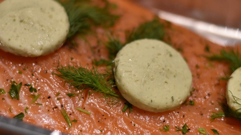 Costco Salmon with herb butter