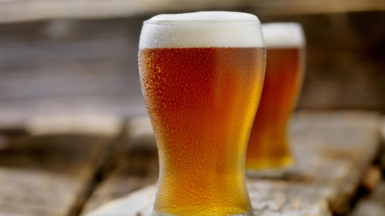 Amber ales in pint glass