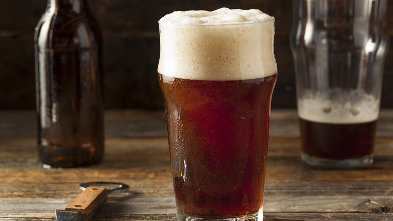 Brown ale in pint glass