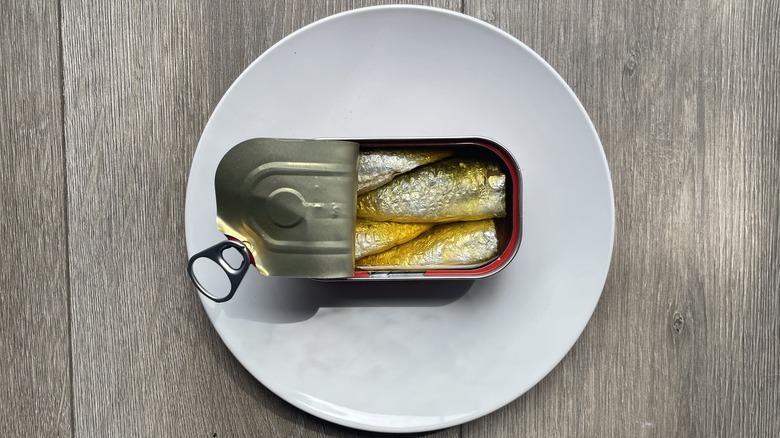 Open can of Porthos sardines 