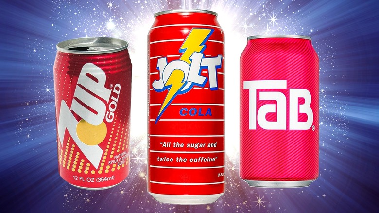 various cans of vintage sodas