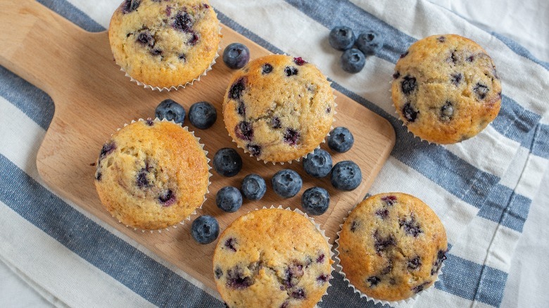 many blueberry muffins