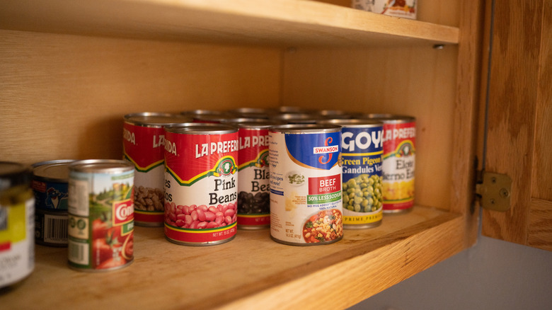 Canned food in the cupboard