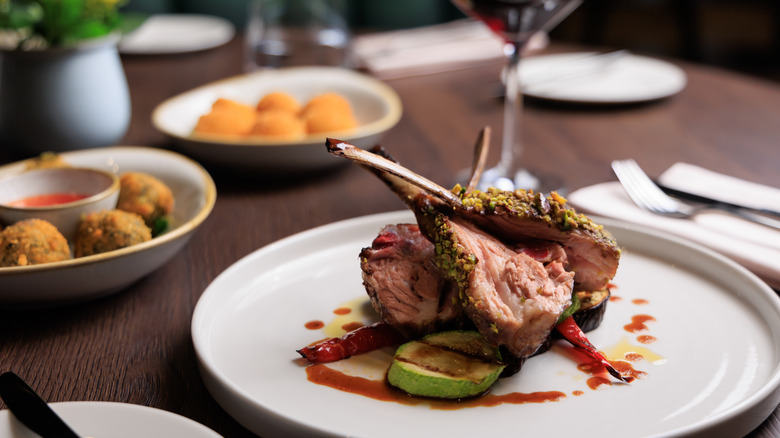 Plate of cooked lamb chops