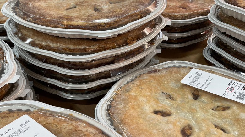 Close up of Costco apple pies