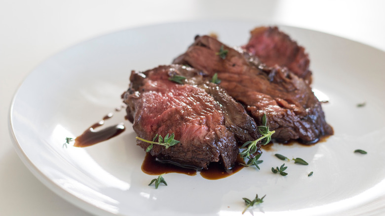 Ribeye cap steak with garnish