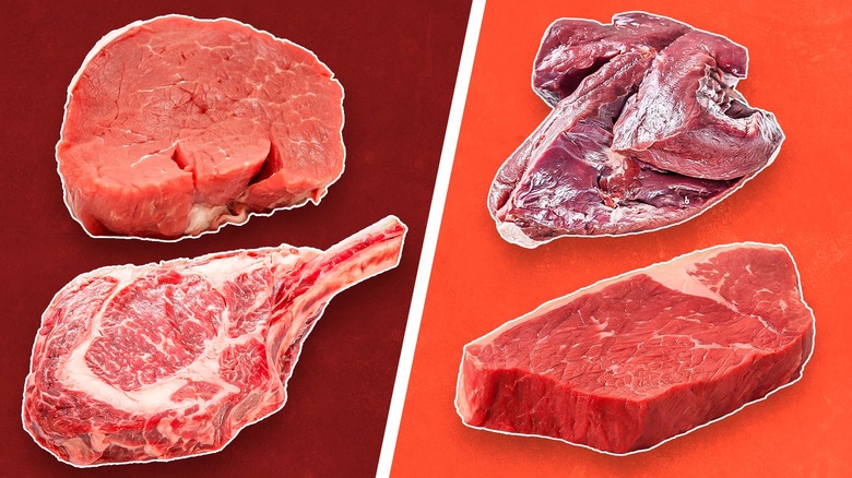 Various cuts of steak