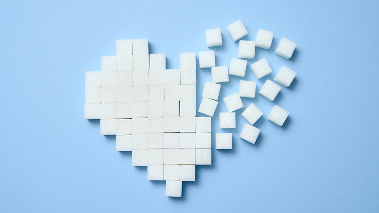 A love heart made of sugar cubes