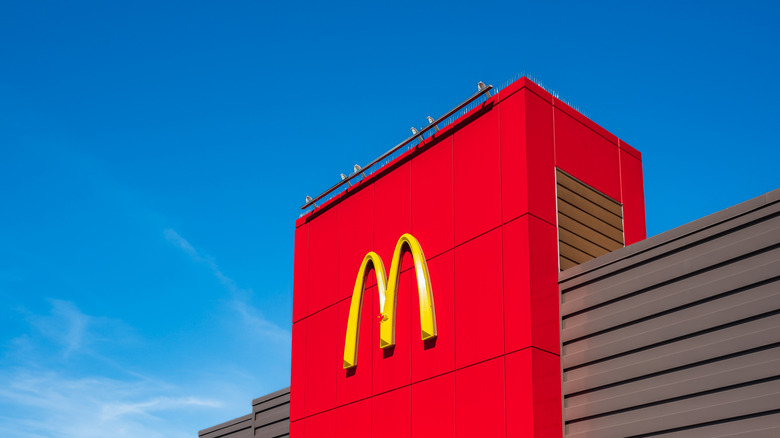 McDonald's restaurant with a blue sky behind it