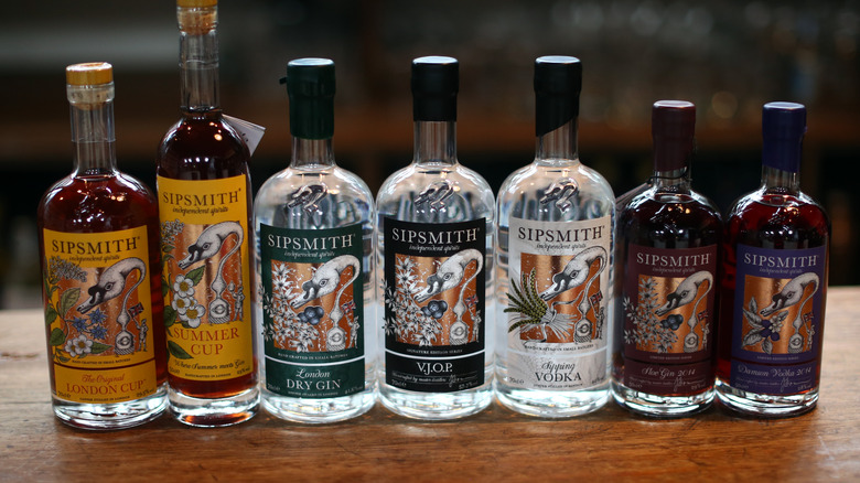 Bottles of Sipsmith products