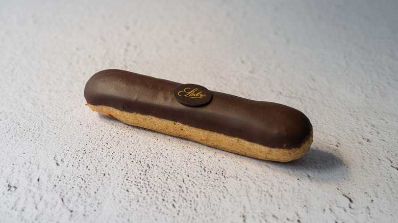 Chocolate éclair on surface