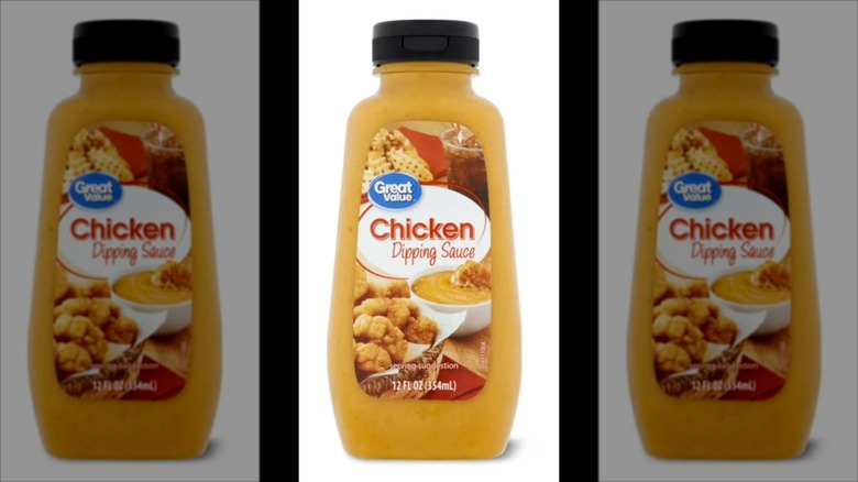 A bottle of Great Value chicken dipping sauce